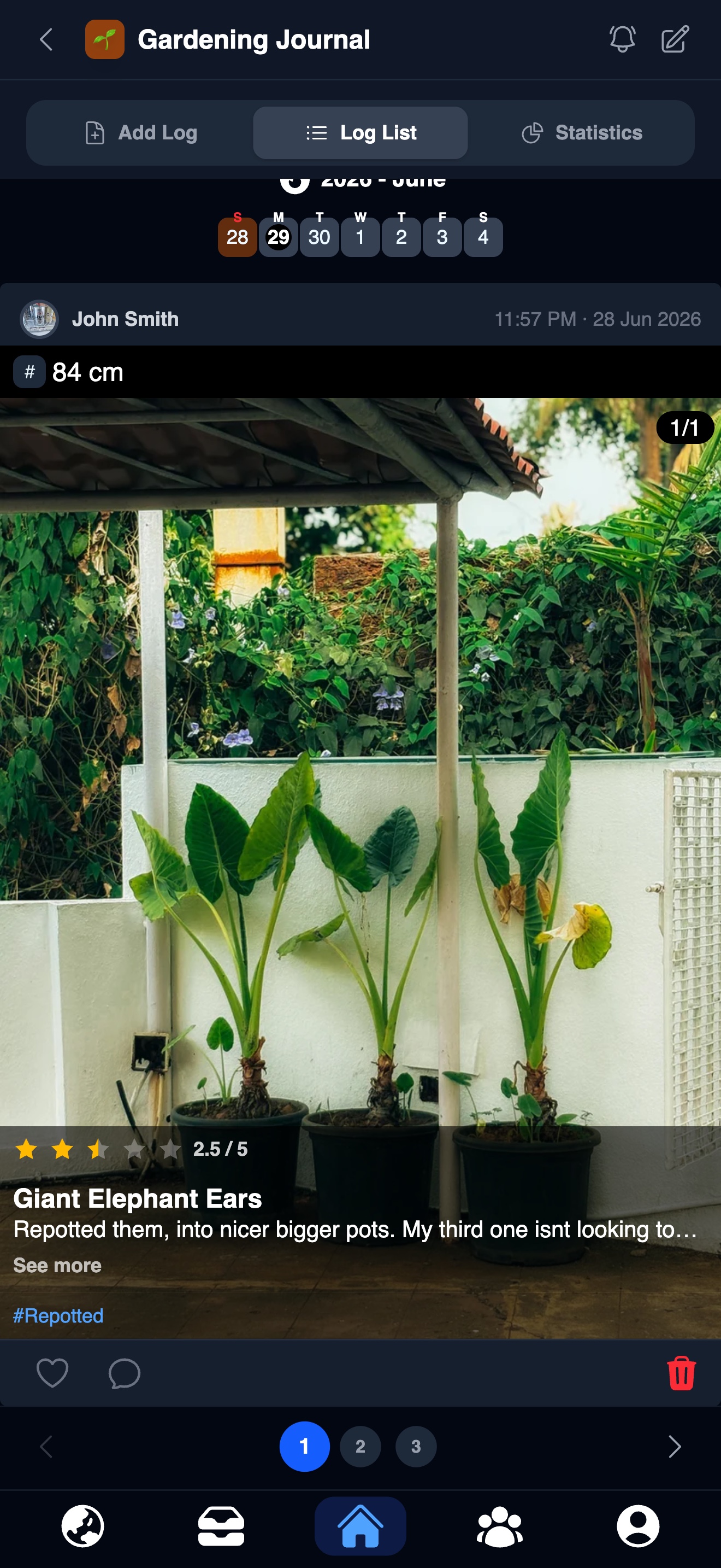 Gardening Journal log entry in Fixation